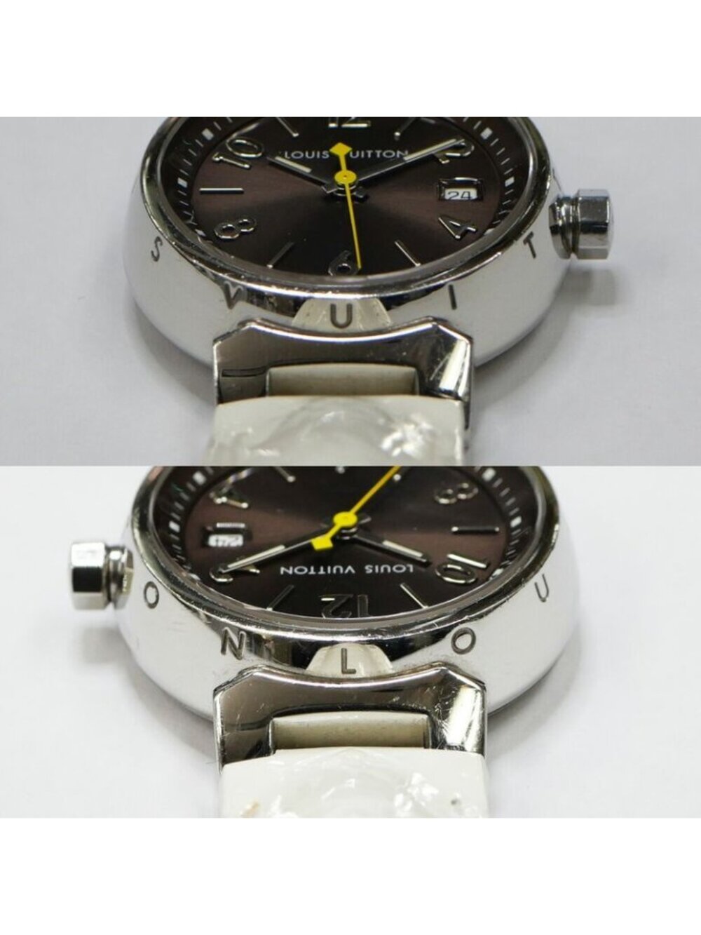 Louis Vuitton Tambour Date Brown Dial Stainless Steel Quartz Watch - Picture 7 of 10